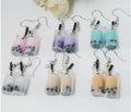 6 pairs of Bubble Boba Tea Dangle Earrings Funny Personality Milk Tea Drink